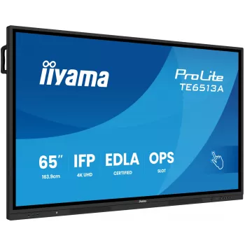 Interaktívny plochý displej IIYAMA TE6513A-B2AG 64,5 palca (163,8 cm) 4K UHD 500 cd/m² Wi‑Fi Android 24/7 dotyková obrazovka