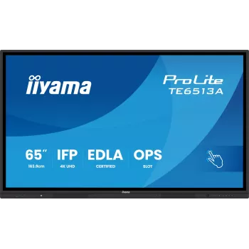Interaktívny plochý displej IIYAMA TE6513A-B2AG 64,5 palca (163,8 cm) 4K UHD 500 cd/m² Wi‑Fi Android 24/7 dotyková obrazovka