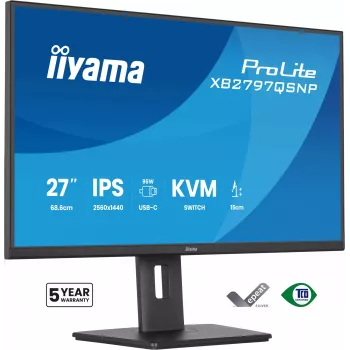 Počítačový monitor IIYAMA ProLite XB2797QSNP-B1 68,6 cm (27 palcov) 2560×1440 QHD LED, 16:9, matný, reproduktory, USB 3.2 hub, nastaviteľná výška, VESA