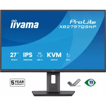 Počítačový monitor IIYAMA ProLite XB2797QSNP-B1 68,6 cm (27 palcov) 2560×1440 QHD LED, 16:9, matný, reproduktory, USB 3.2 hub, nastaviteľná výška, VESA