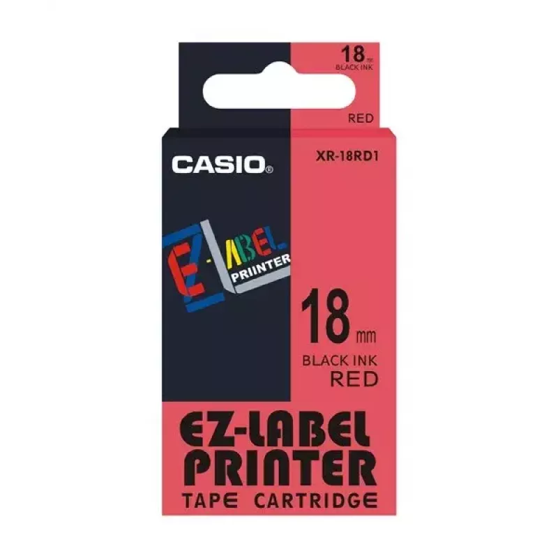 Popisovacia páska Casio XR-18RD1 čierna na červenej