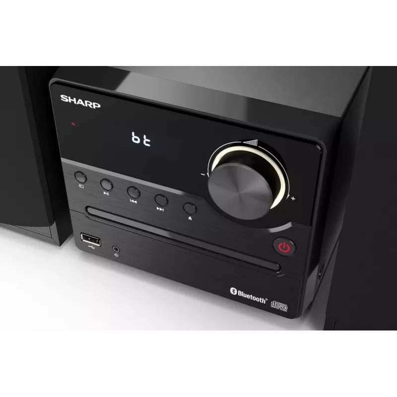 Mikrosystém Sharp XL-B512(BK) – 45 W, jednoduchý CD prehrávač, FM rádio, MP3, banánové konektory reproduktorov, čierny