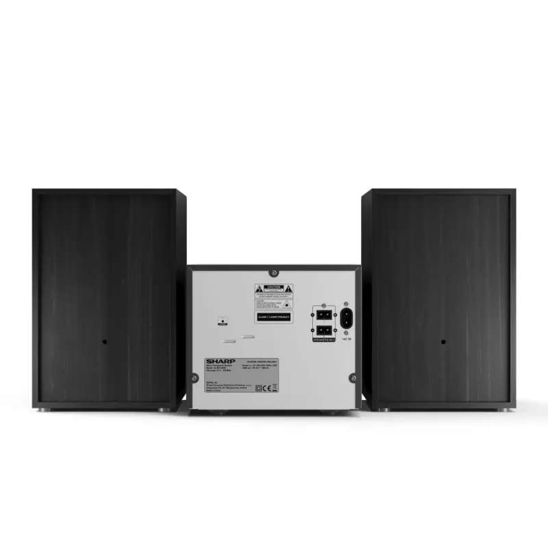 Mikrosystém Sharp XL-B512(BK) – 45 W, jednoduchý CD prehrávač, FM rádio, MP3, banánové konektory reproduktorov, čierny