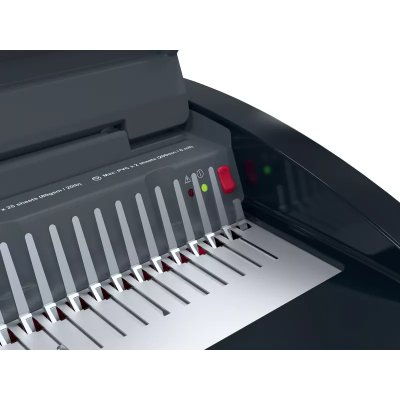 GBC CombBind® CB25E elektrický viazací stroj, hrebeňový viazací stroj, elektrický, 390 listov, čierna, červená