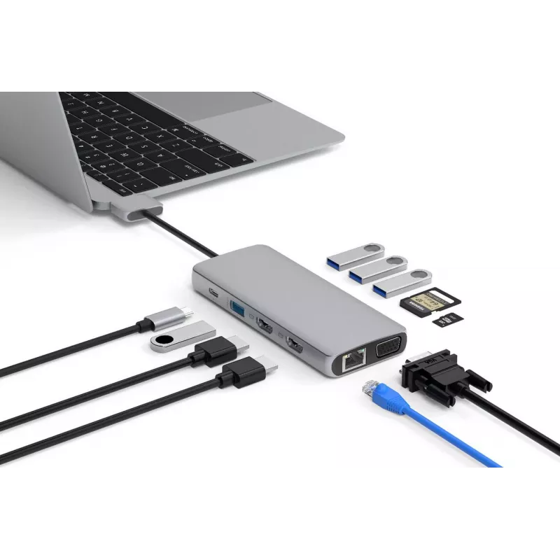 eSTUFF ES623010 rozbočovač USB 3.2 Gen 1 (3.1 Gen 1) Type-C 5000 Mbit/s hliník
