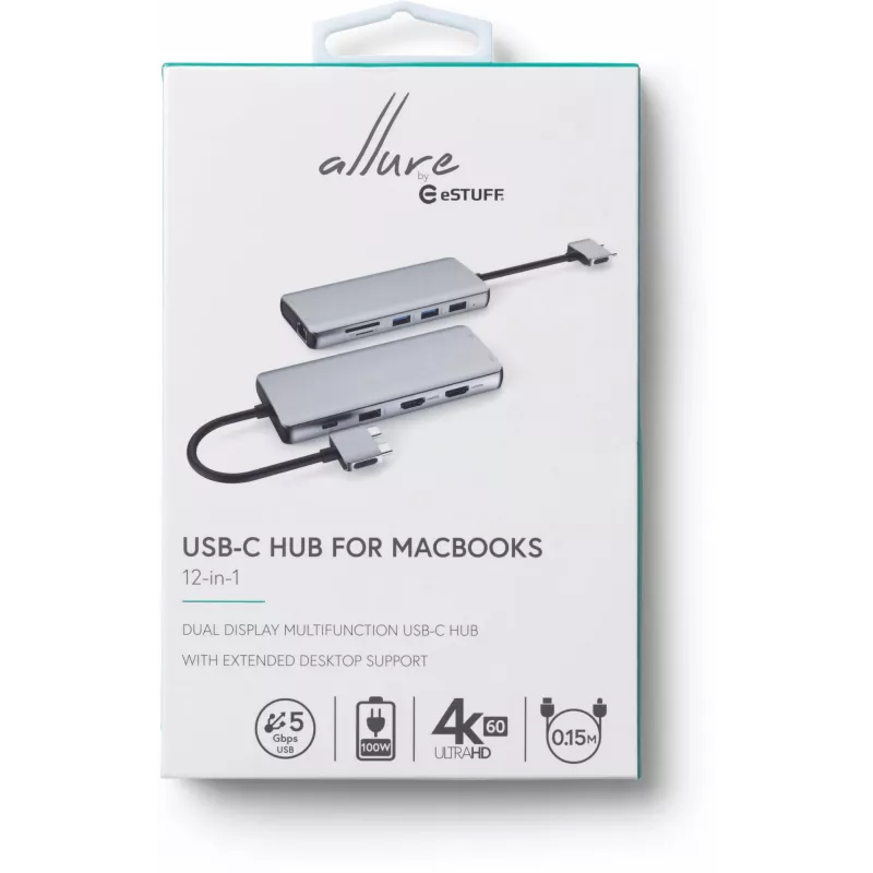 eSTUFF ES623010 rozbočovač USB 3.2 Gen 1 (3.1 Gen 1) Type-C 5000 Mbit/s hliník