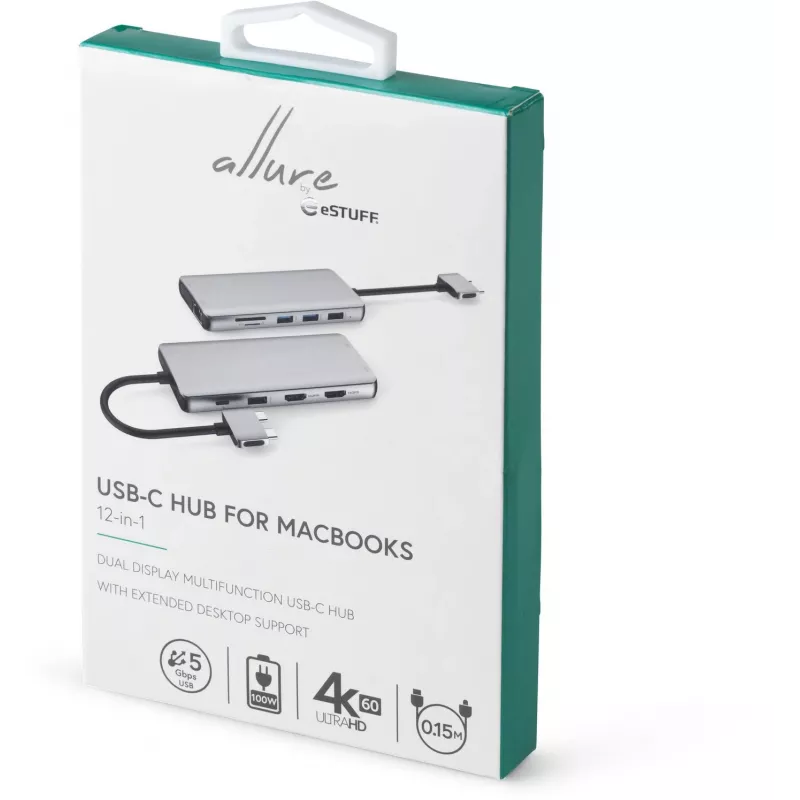 eSTUFF ES623010 rozbočovač USB 3.2 Gen 1 (3.1 Gen 1) Type-C 5000 Mbit/s hliník