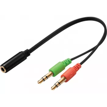 Sandberg adaptér pre headset (mobilný) PC, 2 x 3,5 mm, konektor samec, 3,5 mm, konektor samica, čierny