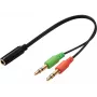 Sandberg adaptér pre headset (mobilný) PC, 2 x 3,5 mm, konektor samec, 3,5 mm, konektor samica, čierny