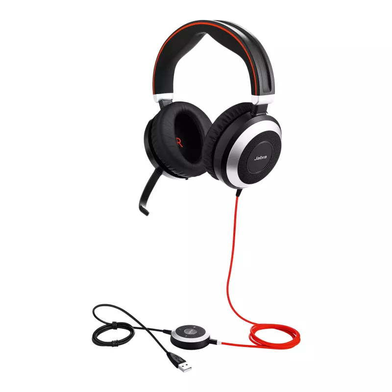Jabra Evolve 80 MS stereo, káblový, kancelária/call centrum, 646 g, headset, čierny