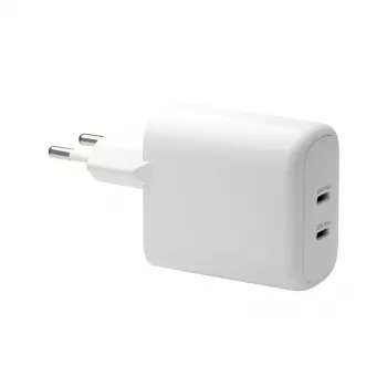 Nástenná nabíjačka dbramante re-charge Pro — 2× USB-C 25W, 110–240V, biela
