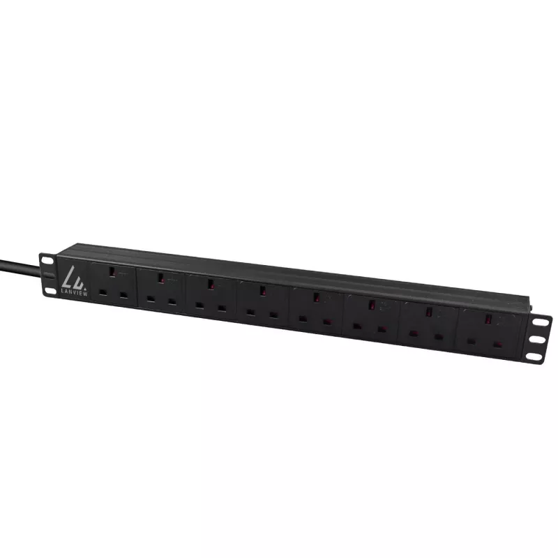 Lanview LVR-3MUK-SPD-UK8 jednotka rozvodu napájania (PDU) 8 AC výstupov 1,4U čierna