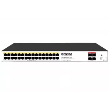 Sieťový switch ERNITEC ELECTRA-M232-1GB-460W — 1-Gb porty, 460 W budget, managed switch