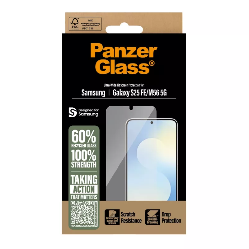 PanzerGlass ® ochrana obrazovky Samsung Galaxy S25 FE 5G | M56 5G | Ultra-Wide Fit