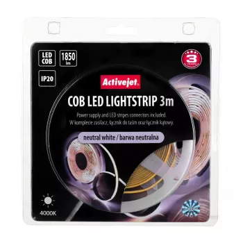 Univerzálny LED pásik ActiveJet AJE-COB 3 m neutrálna biela 1850 lm 19 W IP20