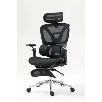 Ergonomická kancelárska stolička ActiveJet YK848 — sieťovaný sedák a sieťované operadlo, čierna, operadlo 50,5×57 cm, šírka sedáku 48,5 cm
