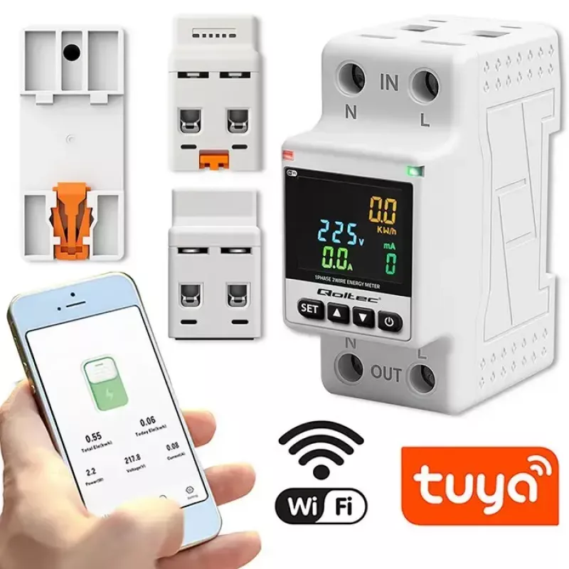 Jednofázový merač spotreby energie QOLTEC 50981 DIN35 230V 50Hz