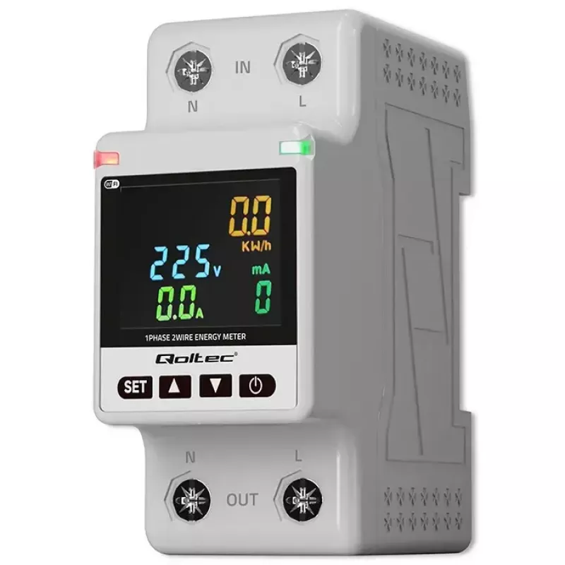 Jednofázový merač spotreby energie QOLTEC 50981 DIN35 230V 50Hz