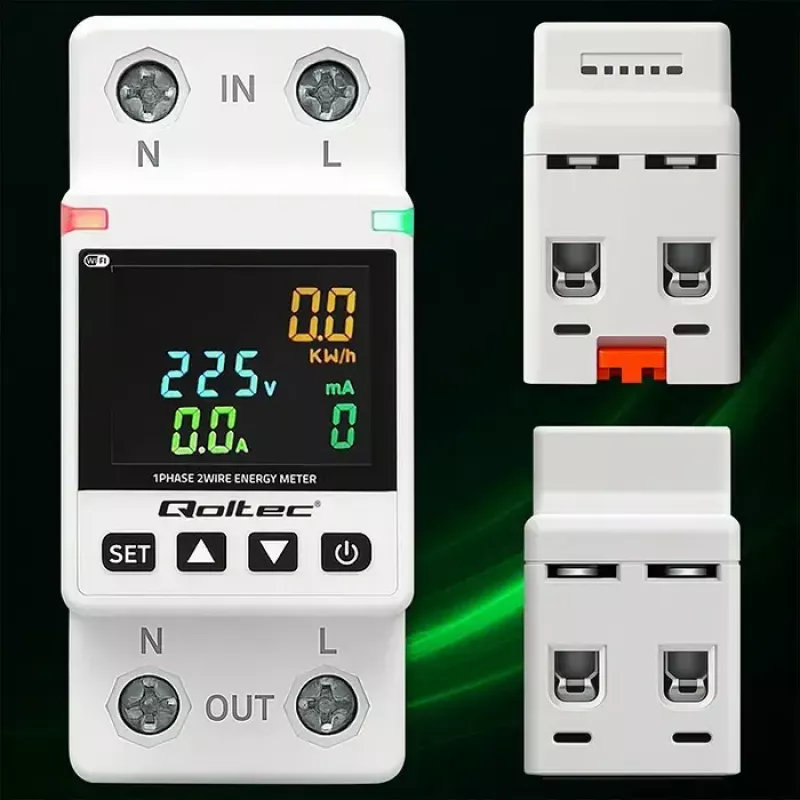 Jednofázový merač spotreby energie QOLTEC 50981 DIN35 230V 50Hz