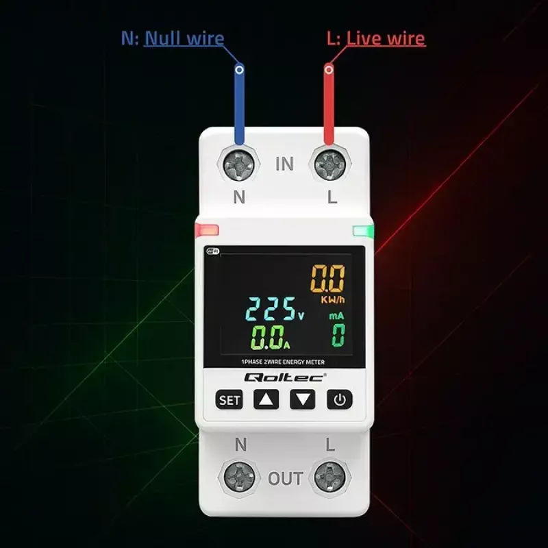 Jednofázový merač spotreby energie QOLTEC 50981 DIN35 230V 50Hz