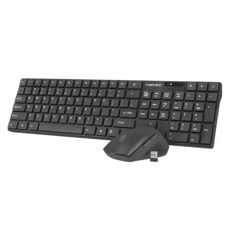 Bezdrôtová sada klávesnice a myši NATEC Stingray NZB-1440 — RF Wireless, Full-Size 108 klávesov QWERTY, US angličtina, čierna