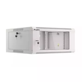 Nástenná 19-palcová 4U sieťová skriňa LANBERG WAFA-5604-10S, hĺbka 600 mm, sivá, sklenené dvere (skladacia)
