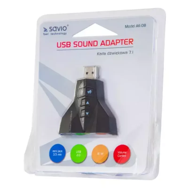 Zvuková karta Savio AK-08 USB 2.0 7.1 rozhranie