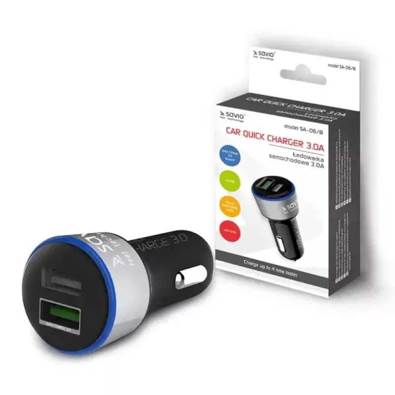 Nabíjačka pre mobilné zariadenia Savio SA-06/B smartfón čierna zapaľovač pre vonkajšie použitie