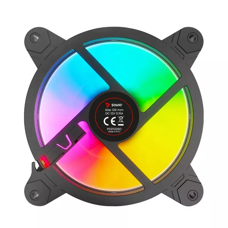SAVIO FAN-01 Balenie 4 ks ARGB ventilátor 120mm s ovládačom a diaľkovým ovládaním, čierny