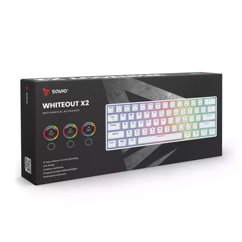 Savio WHITEOUT X2 RED herná klávesnica USB QWERTY mechanická 61 klávesov