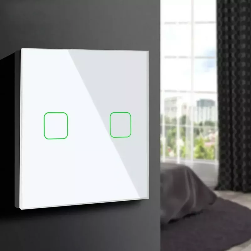 Dotykový vypínač svetla MACLEAN MCE703W, sklenený predný panel, 1-násobný, 220V