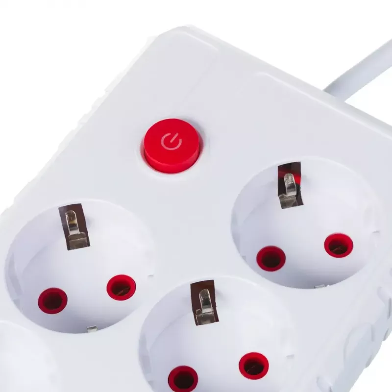 Predlžovacia zásuvková lišta MACLEAN MCE393 W — 4 zásuvky + 3×USB, 110–240V, 2,1A USB, 2500W, 3 m, biela
