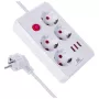 Predlžovacia zásuvková lišta MACLEAN MCE393 W — 4 zásuvky + 3×USB, 110–240V, 2,1A USB, 2500W, 3 m, biela