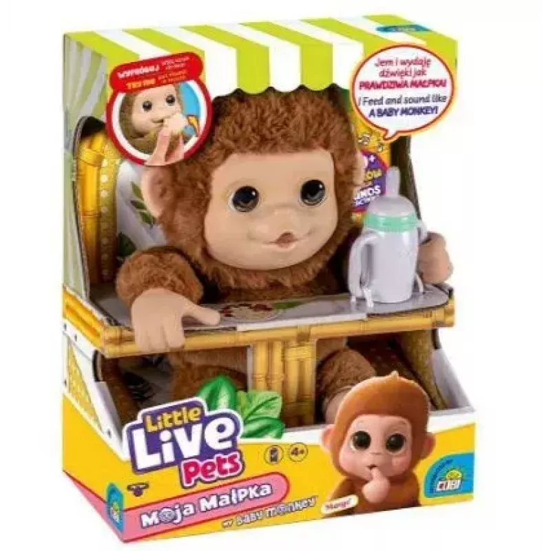 Interaktívna hračka Cobi Little Live Pets Monkey MO-26613 — interaktívna hračka domáceho maznáčika so zvukmi a pohybmi