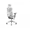 Ergonomická kancelárska stolička Diablo Chairs V-Basic biela-sivá – nastaviteľná výška a sklon, podrúčky, bedrová opierka