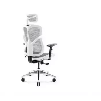 Ergonomická kancelárska stolička Diablo Chairs V-Basic biela-sivá – nastaviteľná výška a sklon, podrúčky, bedrová opierka