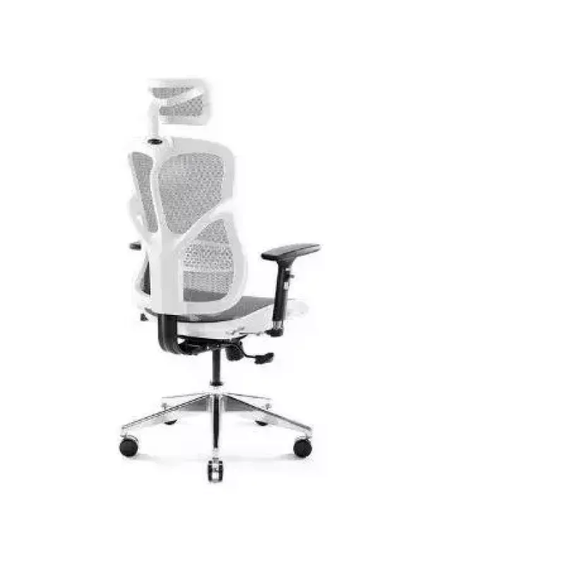 Ergonomická kancelárska stolička Diablo Chairs V-Basic biela-sivá – nastaviteľná výška a sklon, podrúčky, bedrová opierka