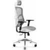 Ergonomická kancelárska stolička Diablo Chairs V-Basic biela-sivá – nastaviteľná výška a sklon, podrúčky, bedrová opierka