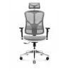Ergonomická kancelárska stolička Diablo Chairs V-Basic biela-sivá – nastaviteľná výška a sklon, podrúčky, bedrová opierka