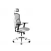 Ergonomická kancelárska stolička Diablo Chairs V-Basic biela-sivá – nastaviteľná výška a sklon, podrúčky, bedrová opierka