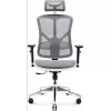 Ergonomická kancelárska stolička Diablo Chairs V-Basic biela-sivá – nastaviteľná výška a sklon, podrúčky, bedrová opierka