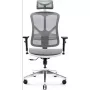 Ergonomická kancelárska stolička Diablo Chairs V-Basic biela-sivá – nastaviteľná výška a sklon, podrúčky, bedrová opierka
