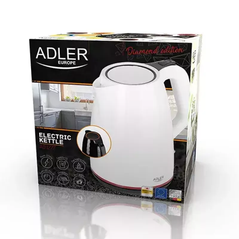 Elektrická kanvica Adler AD 1277 1,7 l 2200 W biela