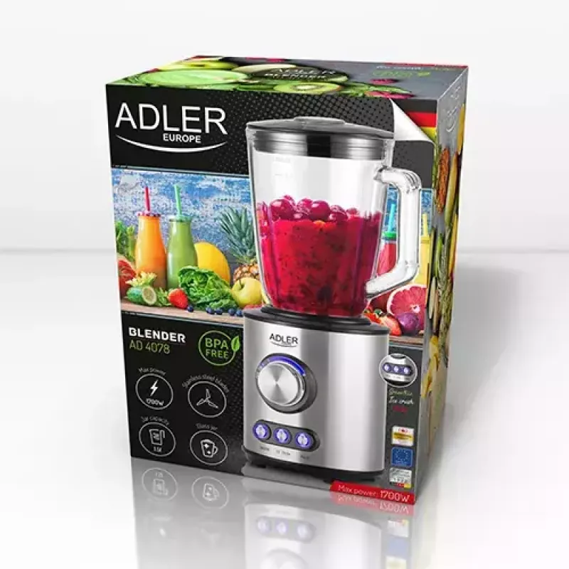 Stolový mixér Adler AD 4078 čierna nerez transparentná
