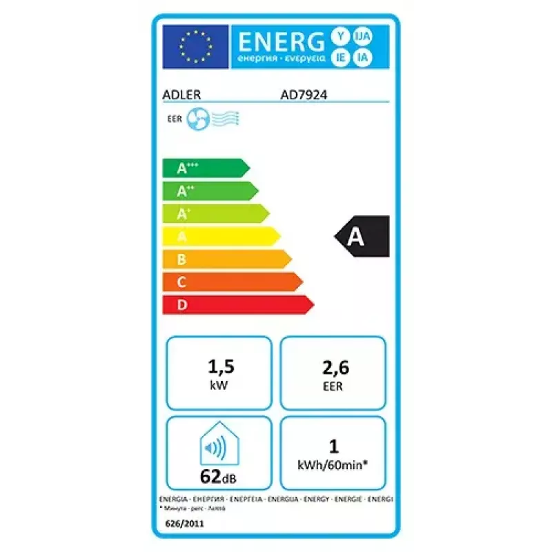 Adler AD 7924 prenosná klimatizácia 63 dB biela