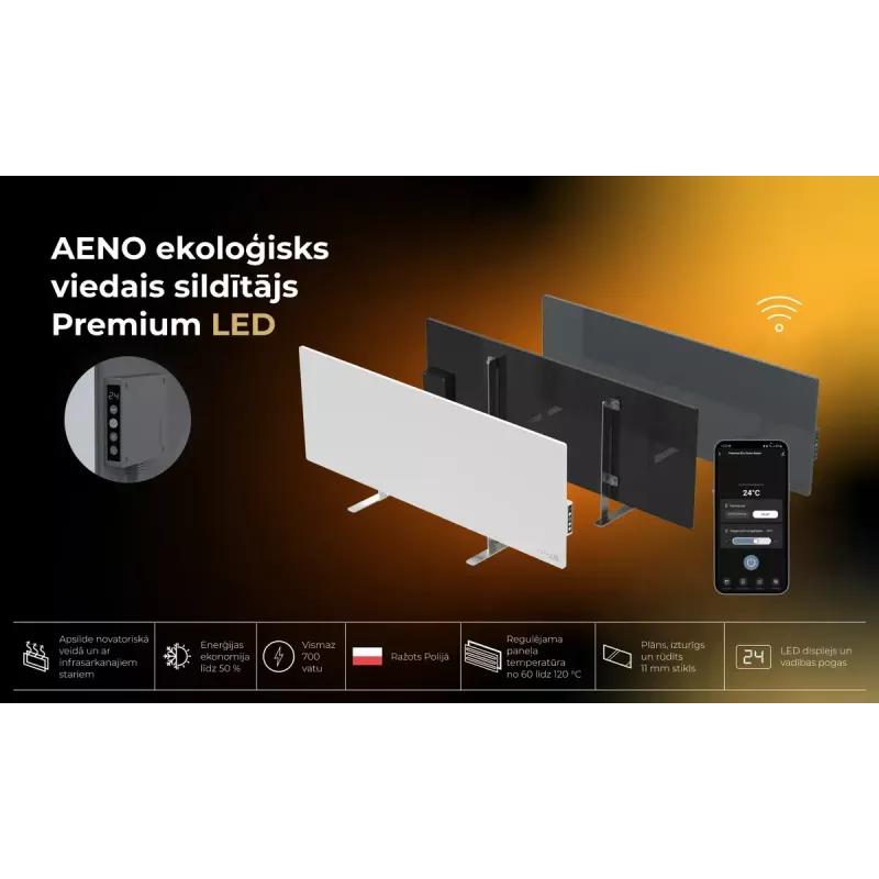 Infračervené elektrické vykurovanie AENO Premium Eco Smart Heater AGH0005S, sivé