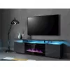 TV skriňa Cama Meble EVA s elektrickým krbom 180x40x52 cm grafitová/lesklá grafitová