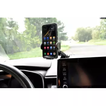 Držiak mobilu do auta IBOX H-9 nastaviteľný uhol univerzálny pre smartfóny, držiak s prísavkou, čierny, plast
