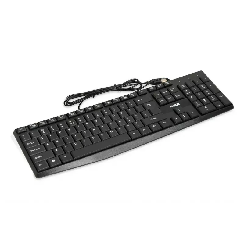 Káblová USB klávesnica IBOX Eris IKC2010B – Full-Size 105 klávesov, USB, odolná voči vode, čierna