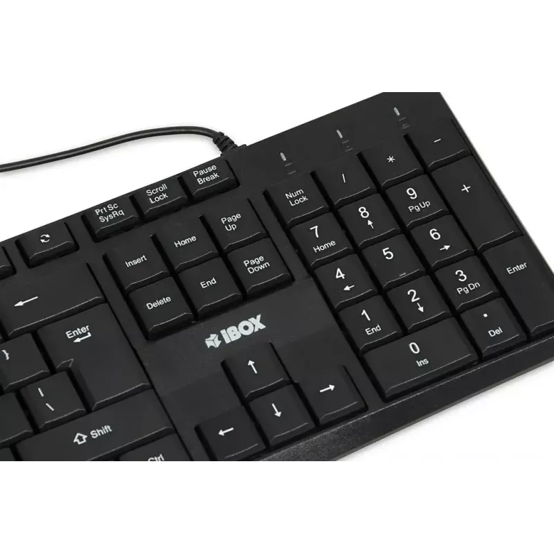 Káblová USB klávesnica IBOX Eris IKC2010B – Full-Size 105 klávesov, USB, odolná voči vode, čierna